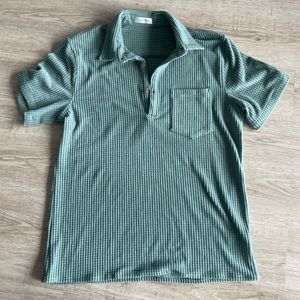 Waffle Button Up Polo